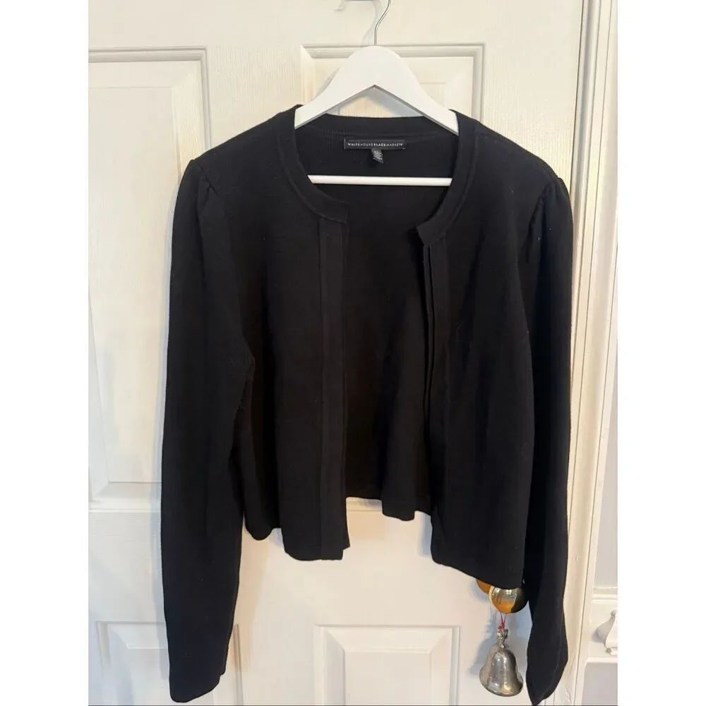 WHBM Black Tight Knit Open Front Cardigan Sweater Sz XL EUC Substantial